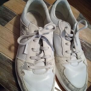 Cole Haan Grand White Leather Python Snakeskin Casual Sneakers Size 8